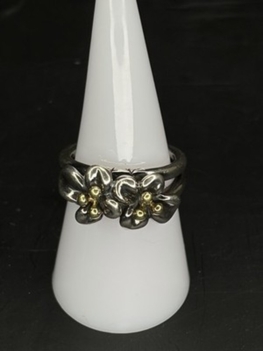 Ann King Sterling Silver 18K Yellow Gold Flower Ring Size 5 Two Tone Floral 925
